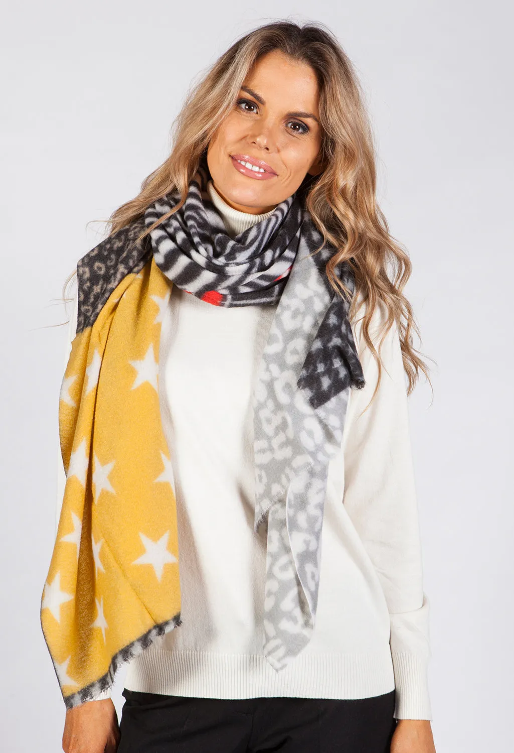 Star and Animal Print Scarf