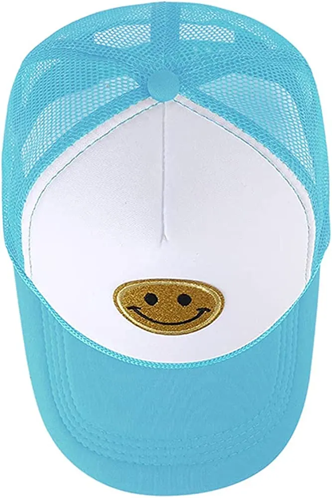 Summer Smiley Face Patch Two Tone Trucker Hat