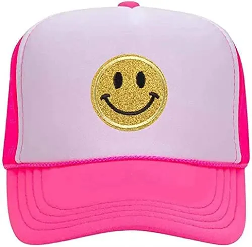 Summer Smiley Face Patch Two Tone Trucker Hat