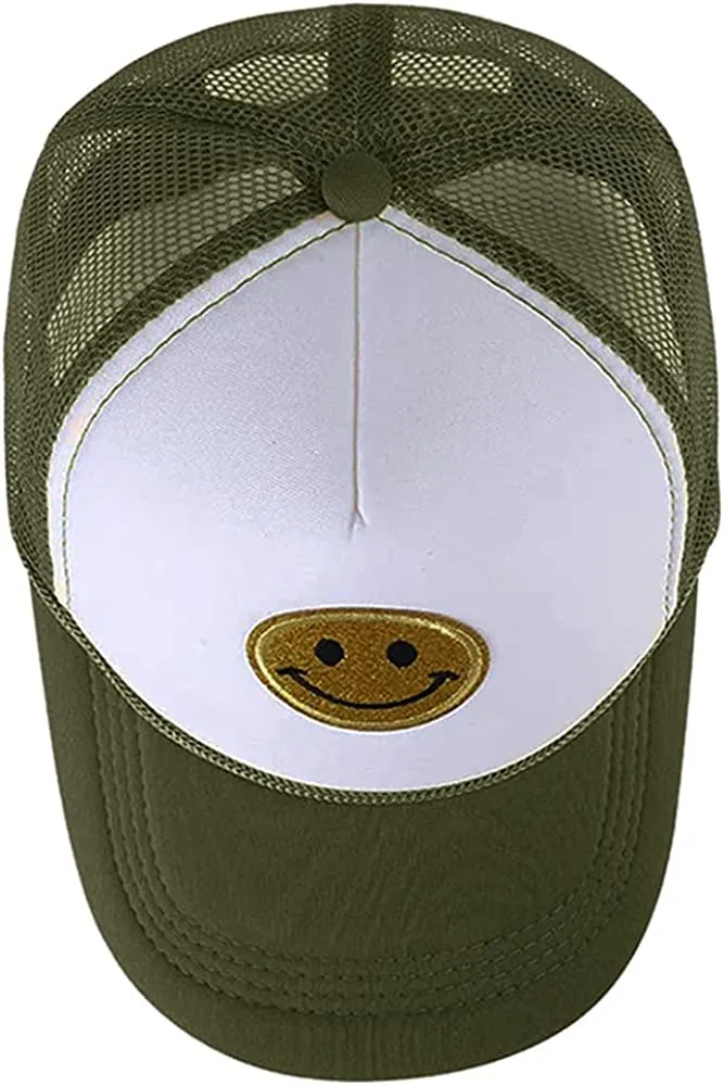 Summer Smiley Face Patch Two Tone Trucker Hat