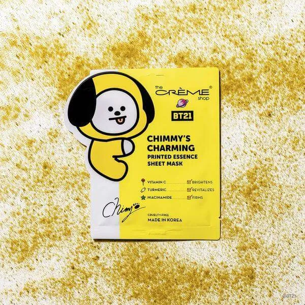 The Creme Shop CHIMMY’S CHARMING Printed Essence Sheet Mask - Infused with Vitamin C, Turmeric, Niacinamide