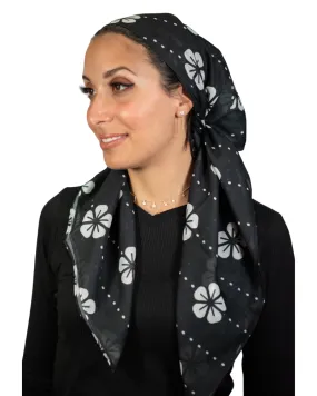 Tie Ur Knot Black Floral Pinstripe Square Scarf