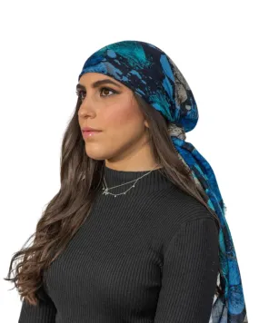 Tie Ur Knot Blue Floral Splatter Square Scarf